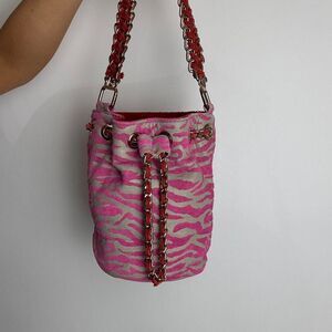 Free People Pink and Red Suede Bucket Shoulder Bag